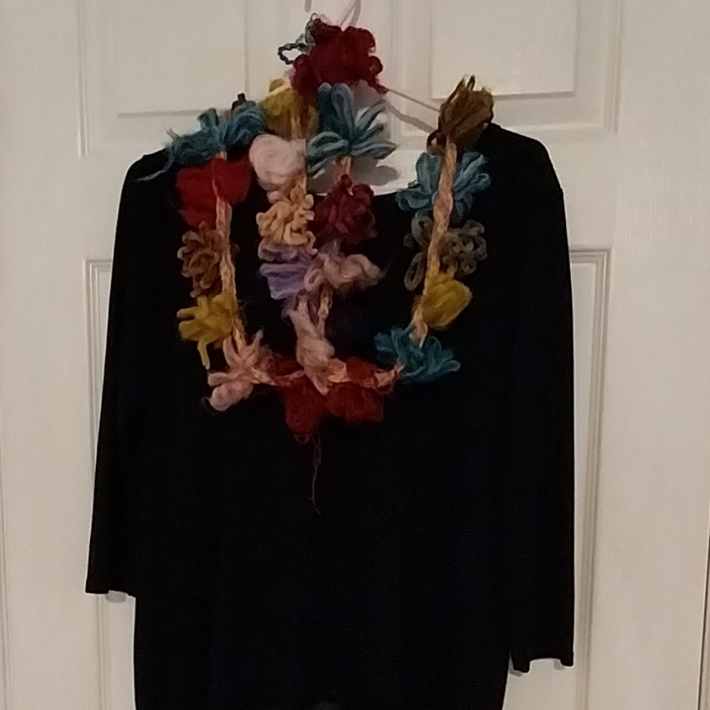 Colorful Floral Knit Scarf
